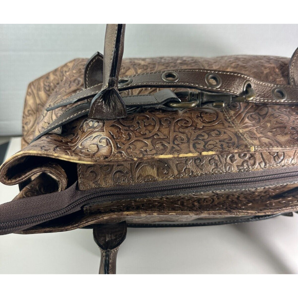 Roberta Gandolfi Genuine Leather Handbag Bronze Embossed Shoulder Made in Italy - Picture 10 of 16